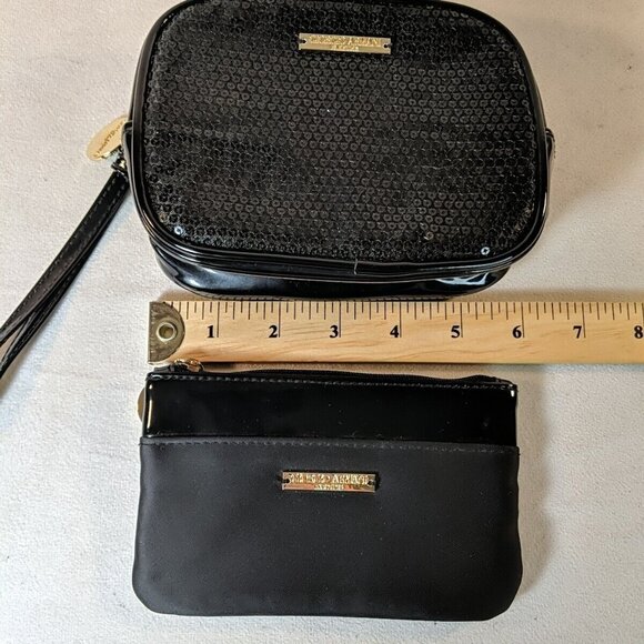 Giorgio Armani 2 Perfume Bags Pouches Makeup Small Black Sequin Patent Gold - Picture 10 of 15